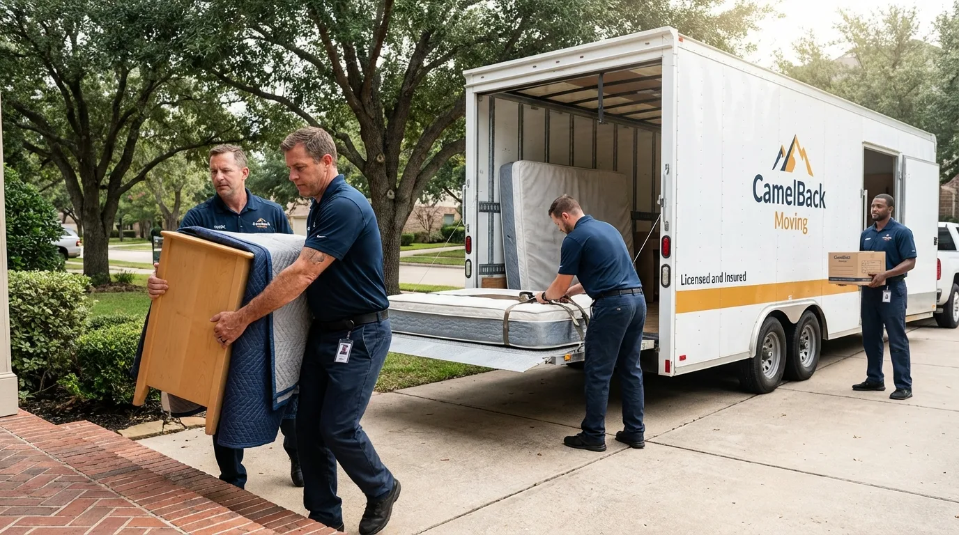 Crew loading residential truck for cross-state move from Wales, MA